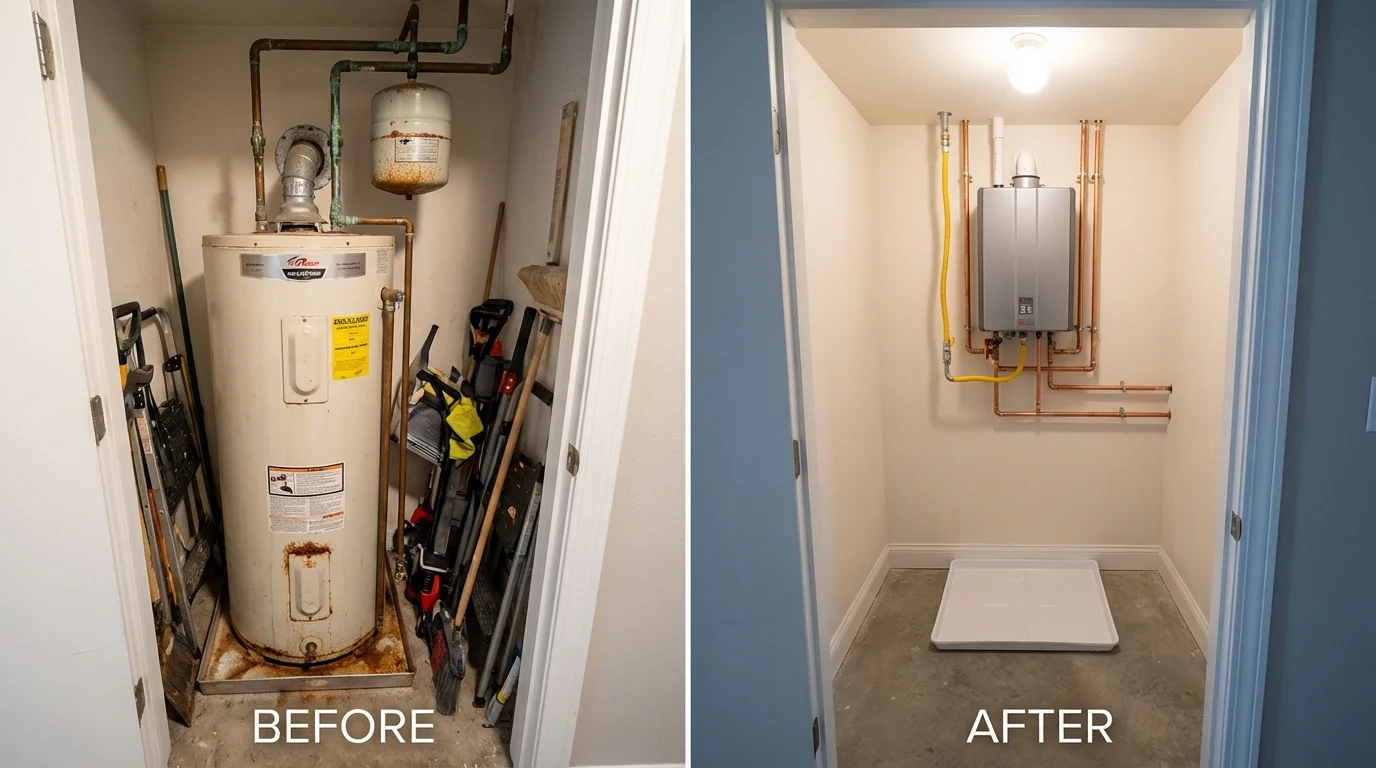 Tank water heater versus wall-mounted tankless unit comparison for Salem, OR homeowners