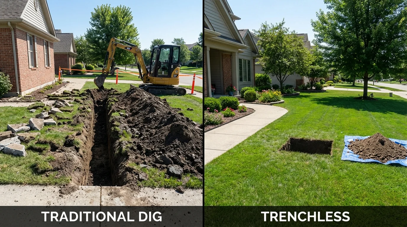 Trenchless sewer repair with minimal yard damage versus traditional excavation in Salem, OR